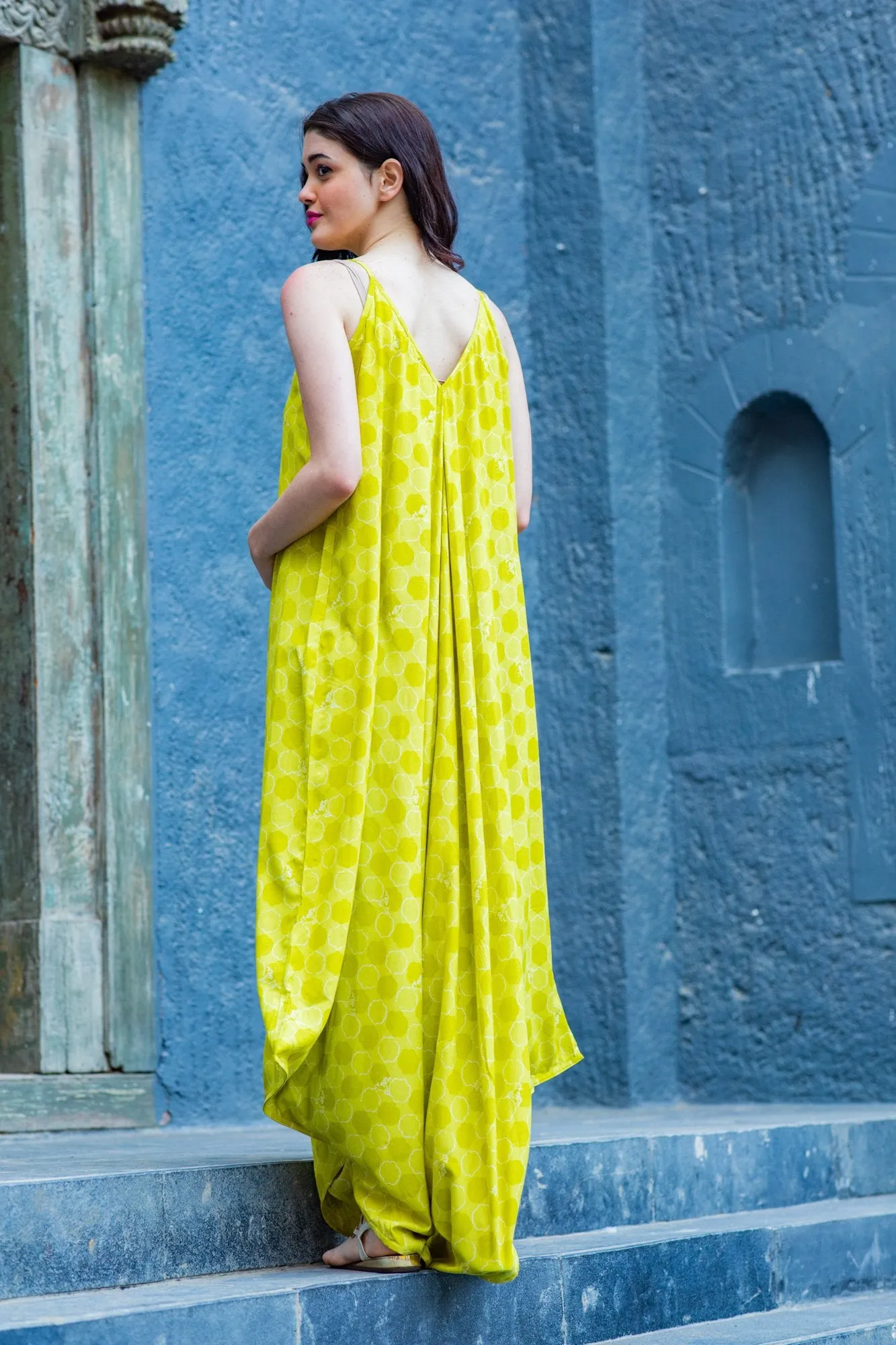 Lime Yellow Cotton Maternity Jumpsuit