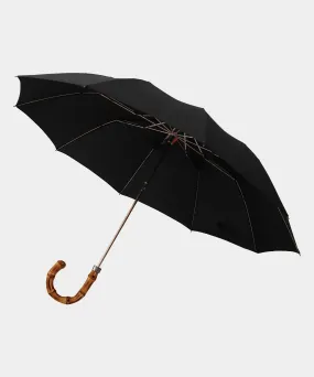 London Undercover Black Telescopic Foldable Umbrella with Wahngee Handle