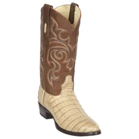 Los Altos Men's Honey Genuine Caiman Belly Round Toe Boot