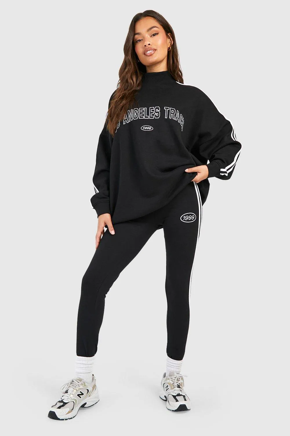 Los Angeles Slogan High Neck Sweatshirt And Leggings Set