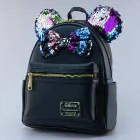 Loungefly x Disney Minnie Mouse Black Sequin Mini Backpack