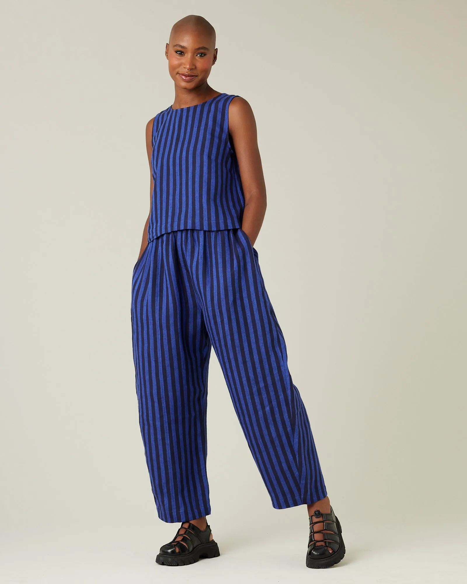 Mabel Indigo Stripe Linen Trousers