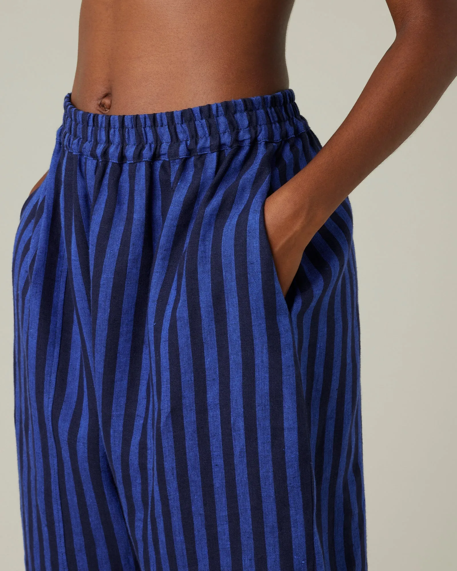 Mabel Indigo Stripe Linen Trousers