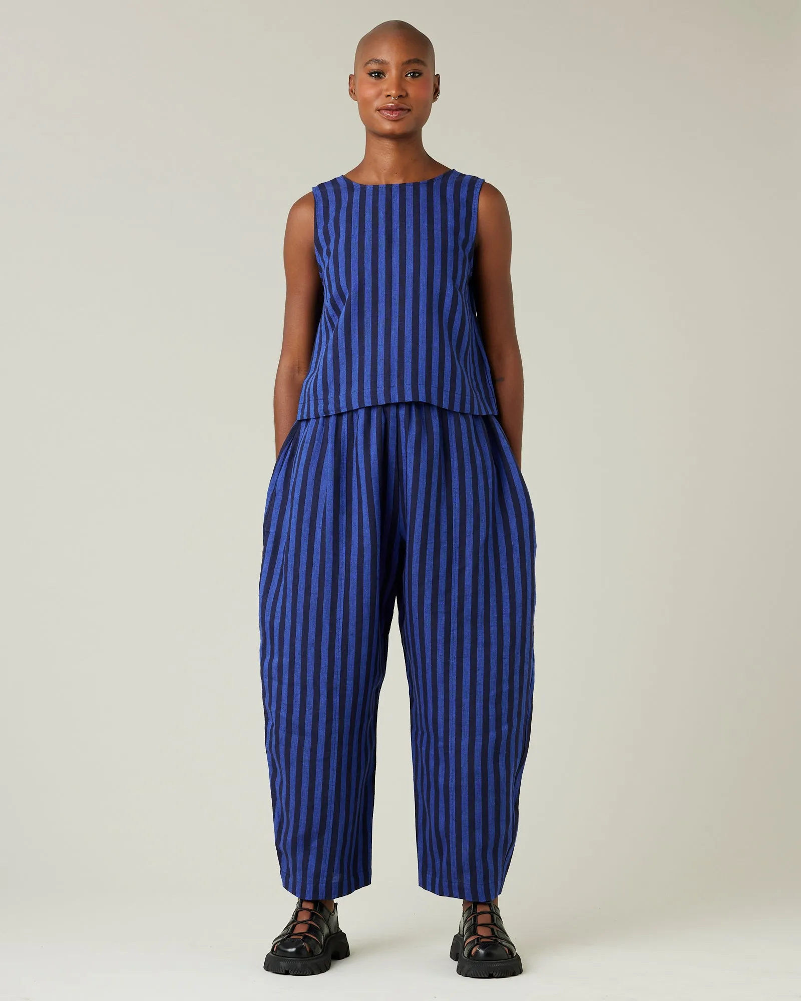 Mabel Indigo Stripe Linen Trousers