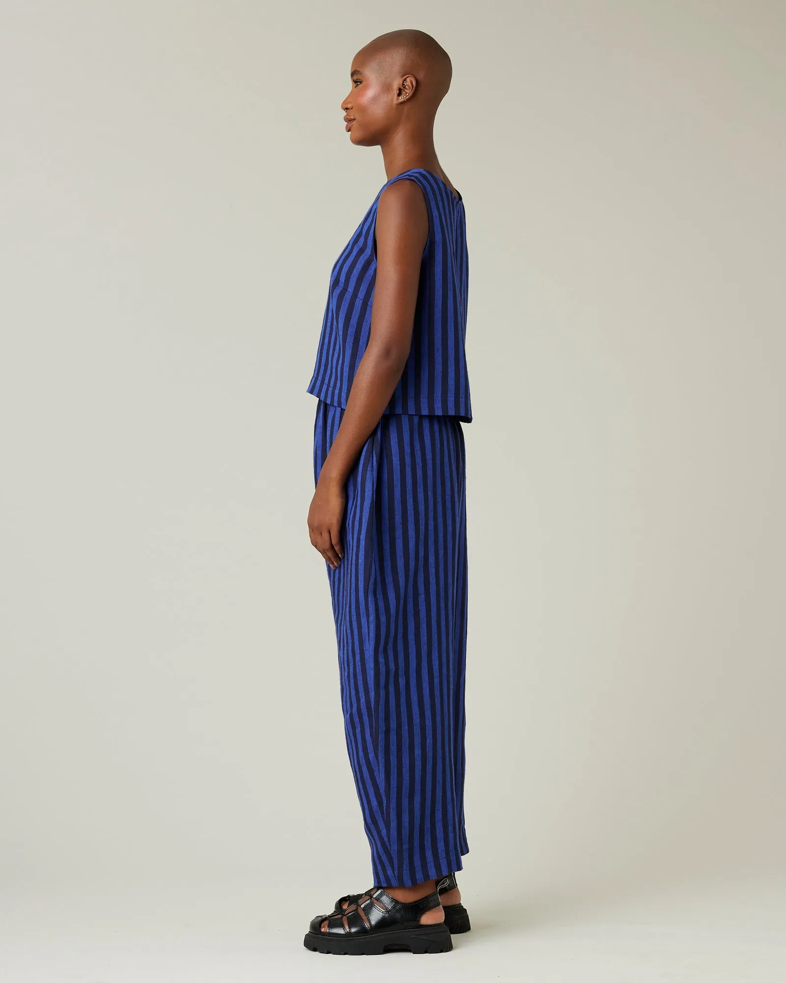 Mabel Indigo Stripe Linen Trousers