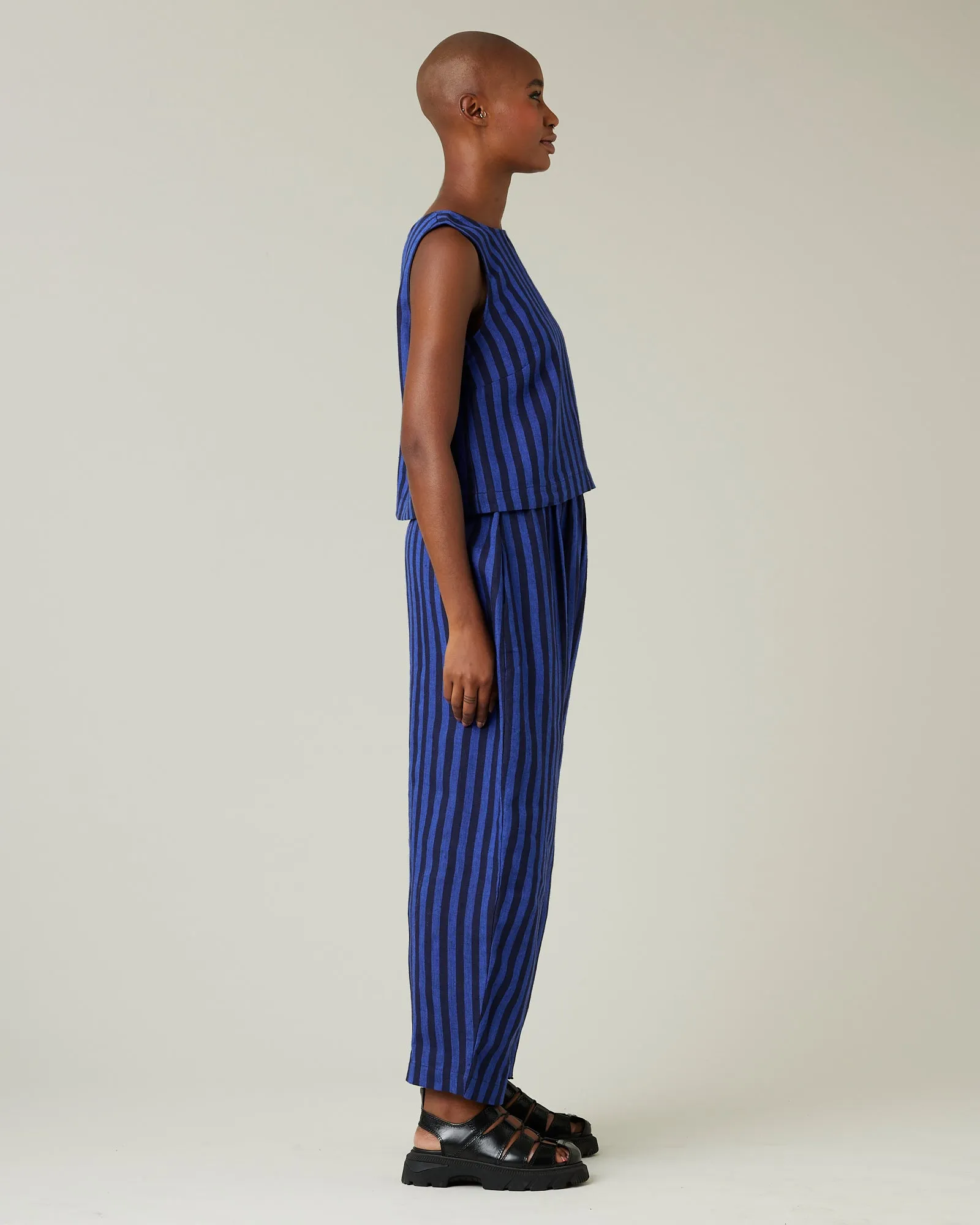 Mabel Indigo Stripe Linen Trousers