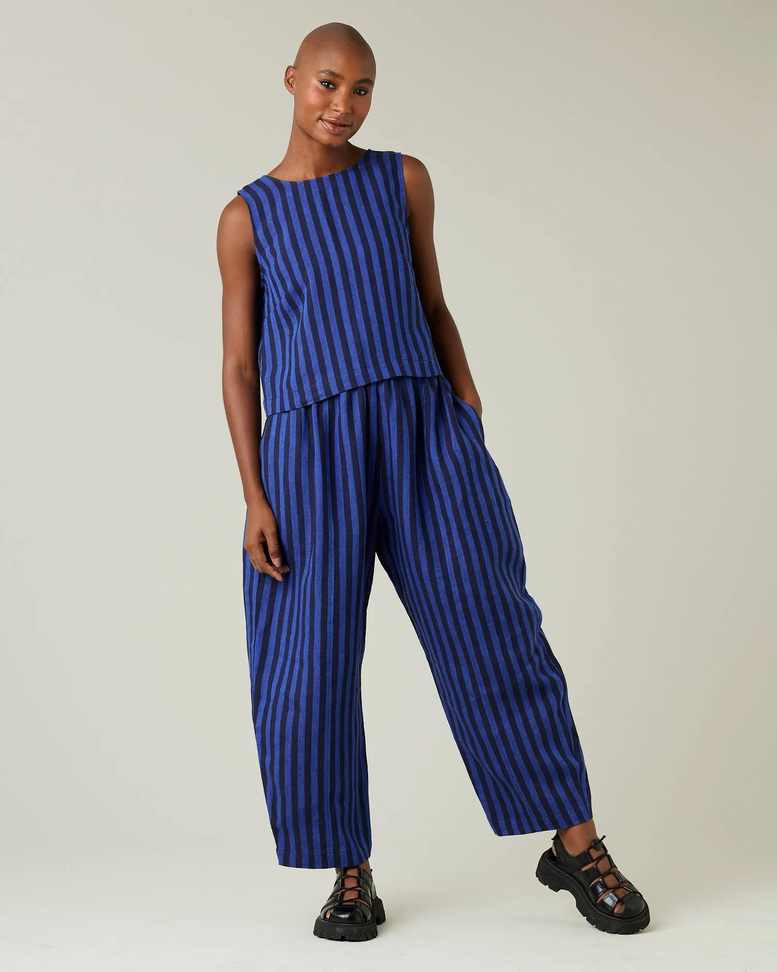 Mabel Indigo Stripe Linen Trousers