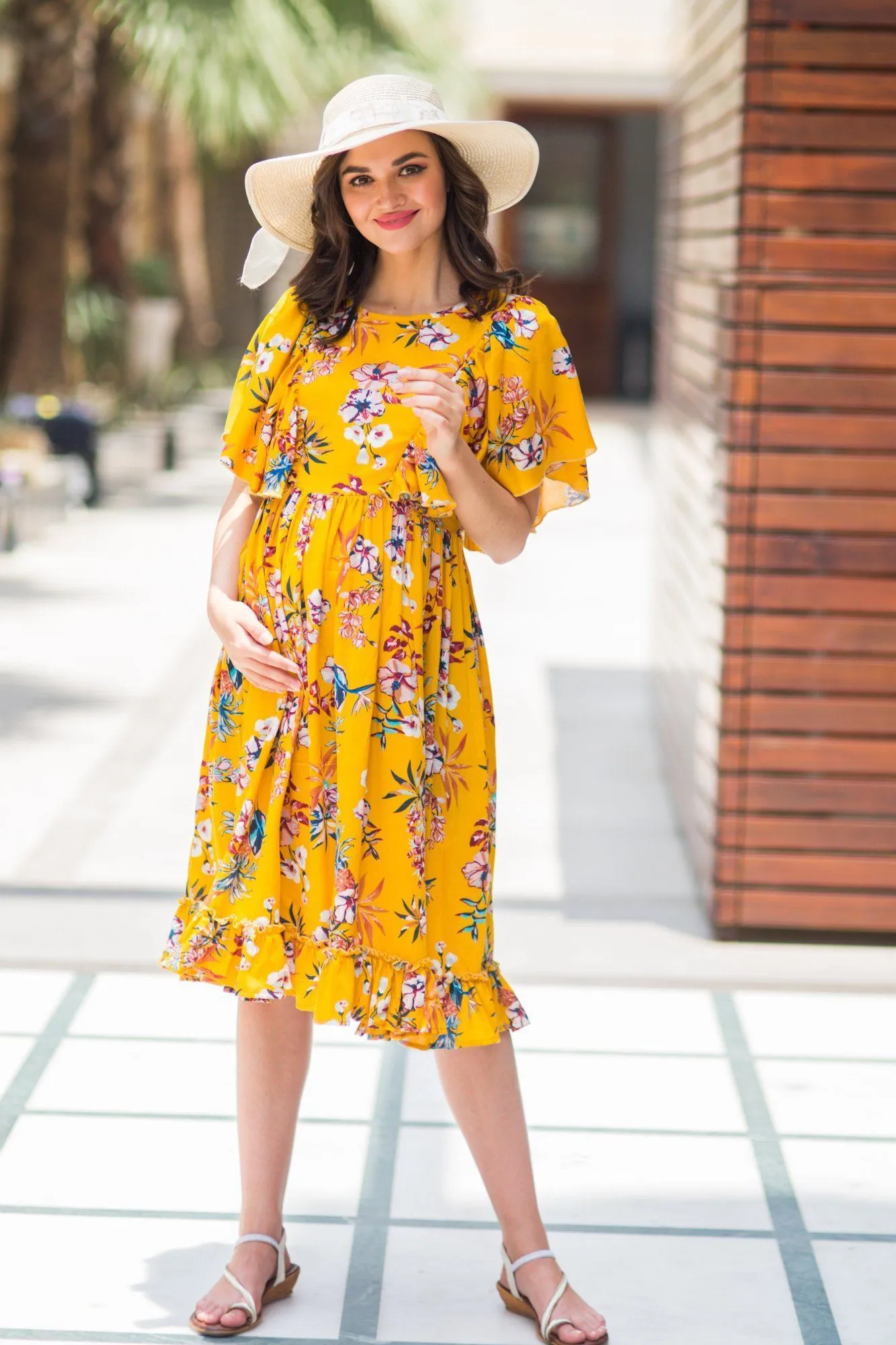 Marigold Maternity & Nursing Flap Dress