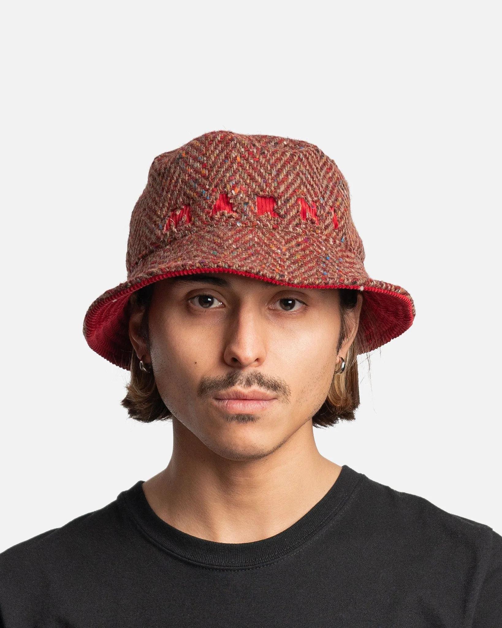 Marni Wool Bucket Hat in Burgundy