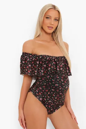 Maternity Ditsy Floral Off The Shoulder Swimsuit