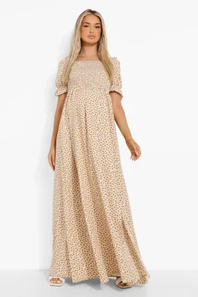 Maternity Floral Square Neck Maxi Dress