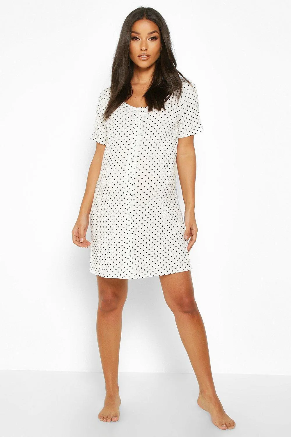 Maternity Polka Dot Button Front Nightgown