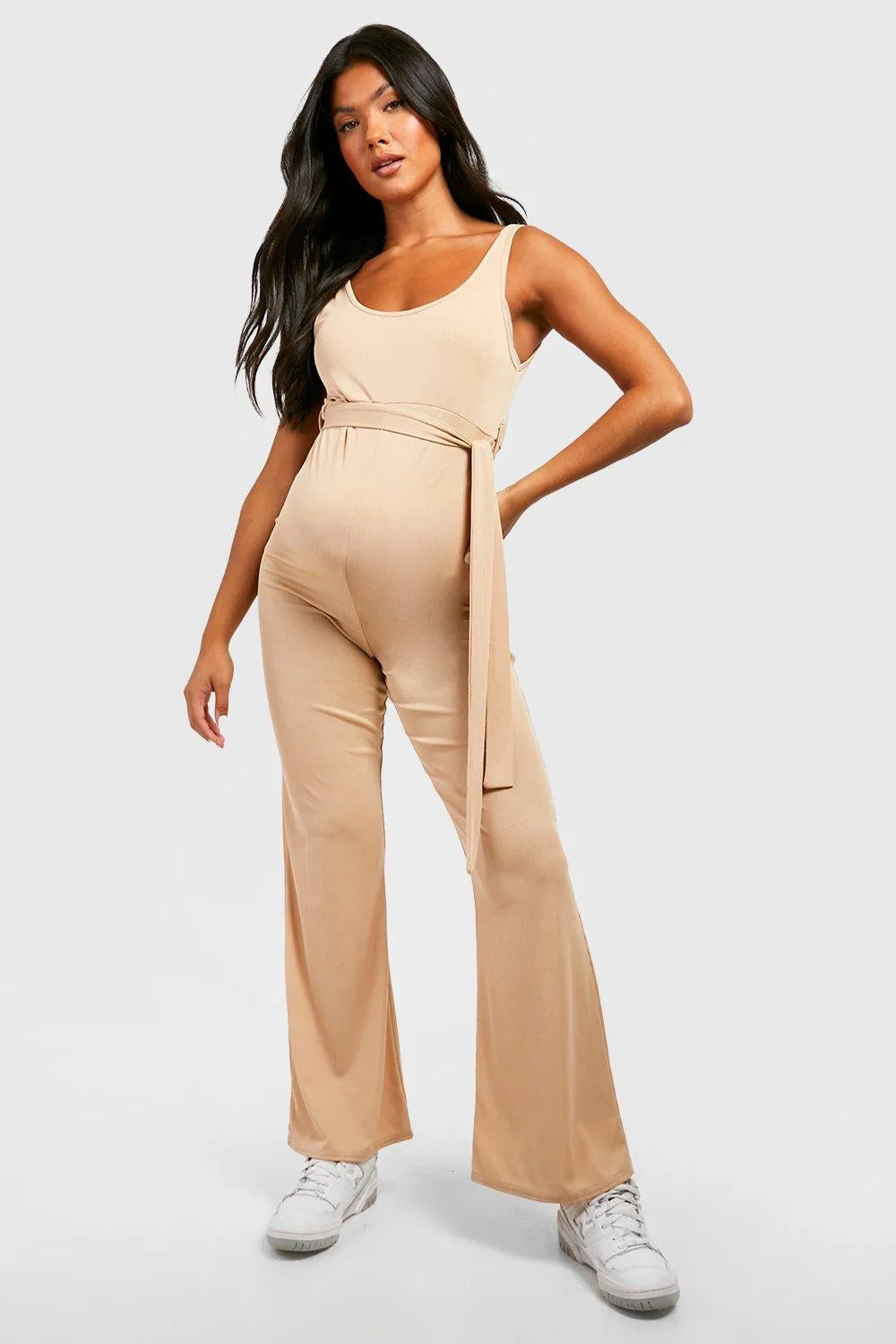 Maternity Ribbed Tie Waist Jumpsuit