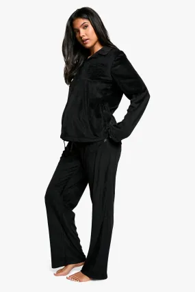 Maternity Velour Fleece Button Up Pj Set