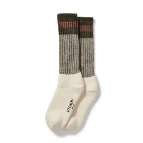 Men's 1970S Logger Thermal Sock - Green Brown - XL