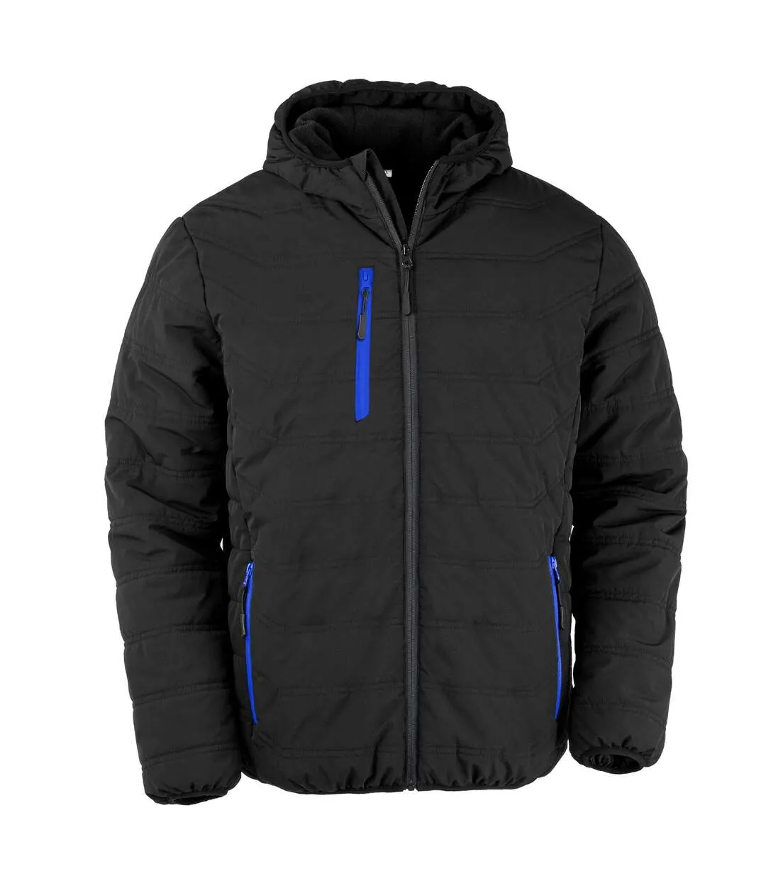 Mens compass padded jacket black/royal blue Result Genuine Recycled