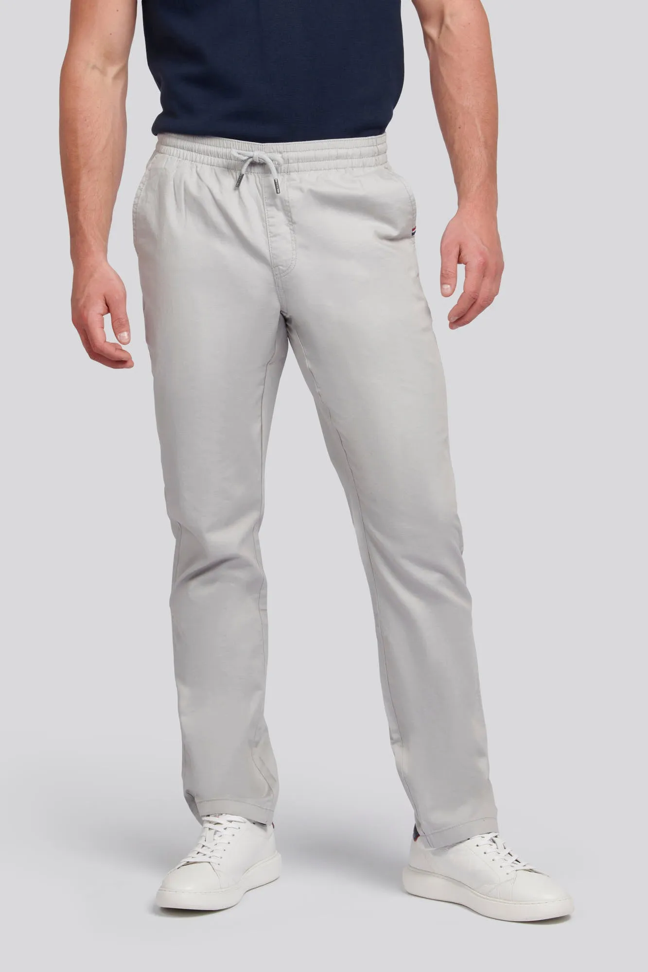 Mens Linen Blend Drawstring Trousers in Harbor Mist