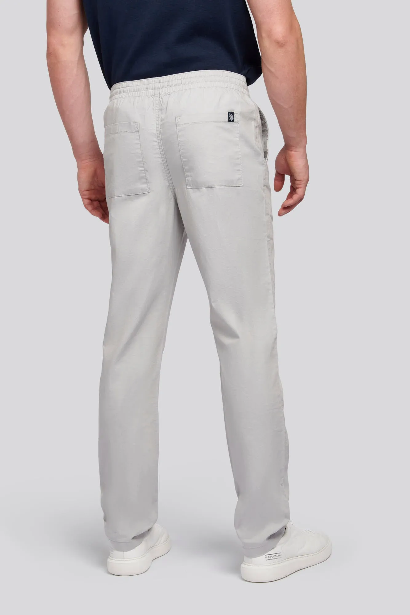 Mens Linen Blend Drawstring Trousers in Harbor Mist