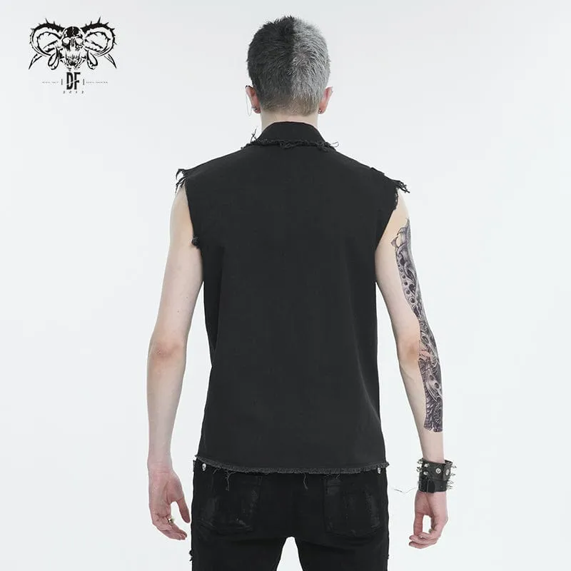 Men's Punk Buckle Splice Unedged Vest