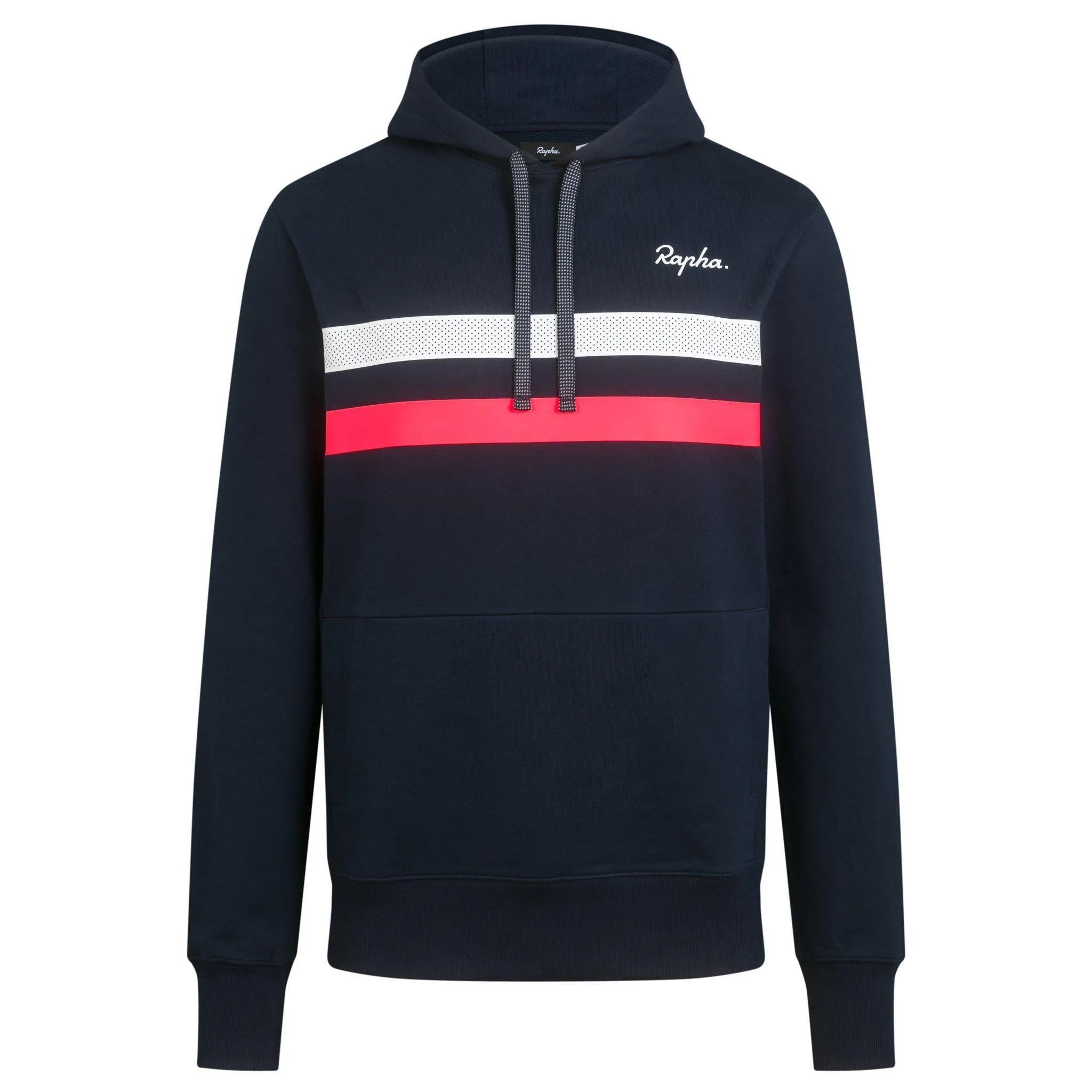 Men's Rapha Brevet Hoodie - Dark Navy / White / High-Viz Pink | Cycling Casual UK