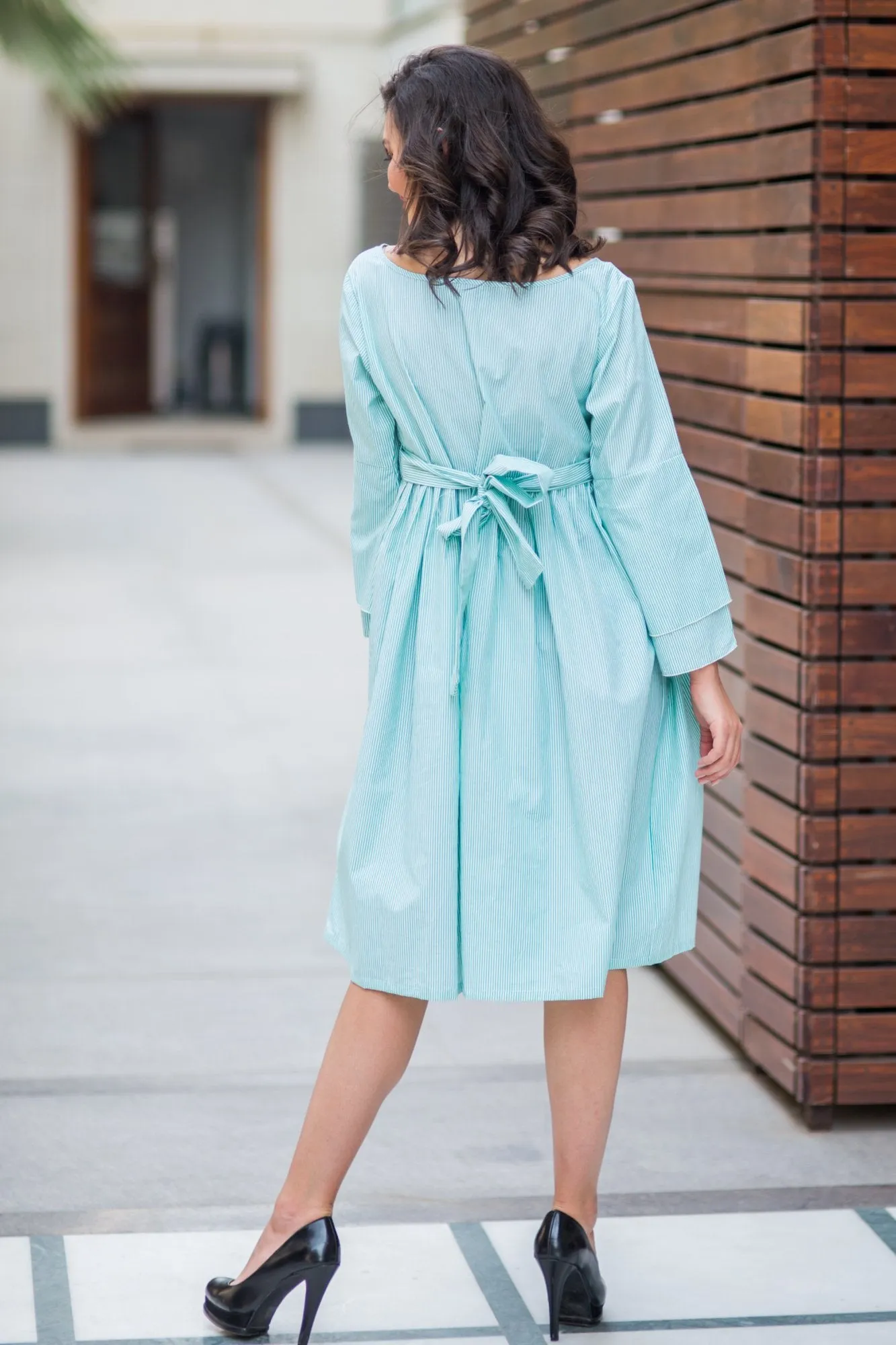 Mint Striped Maternity & Nursing Dress