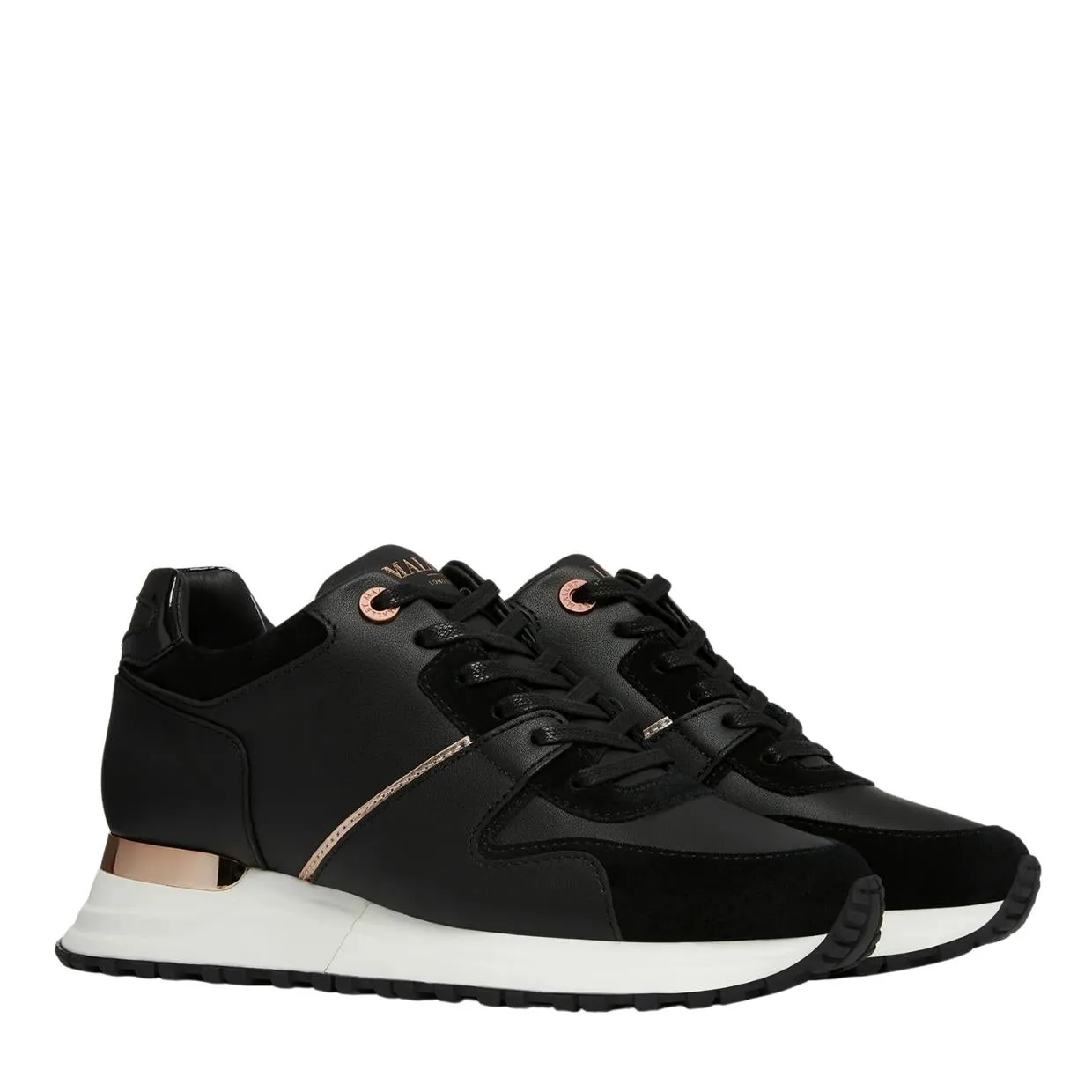 Miss Mallet Almorah Black Rose Gold Trainers