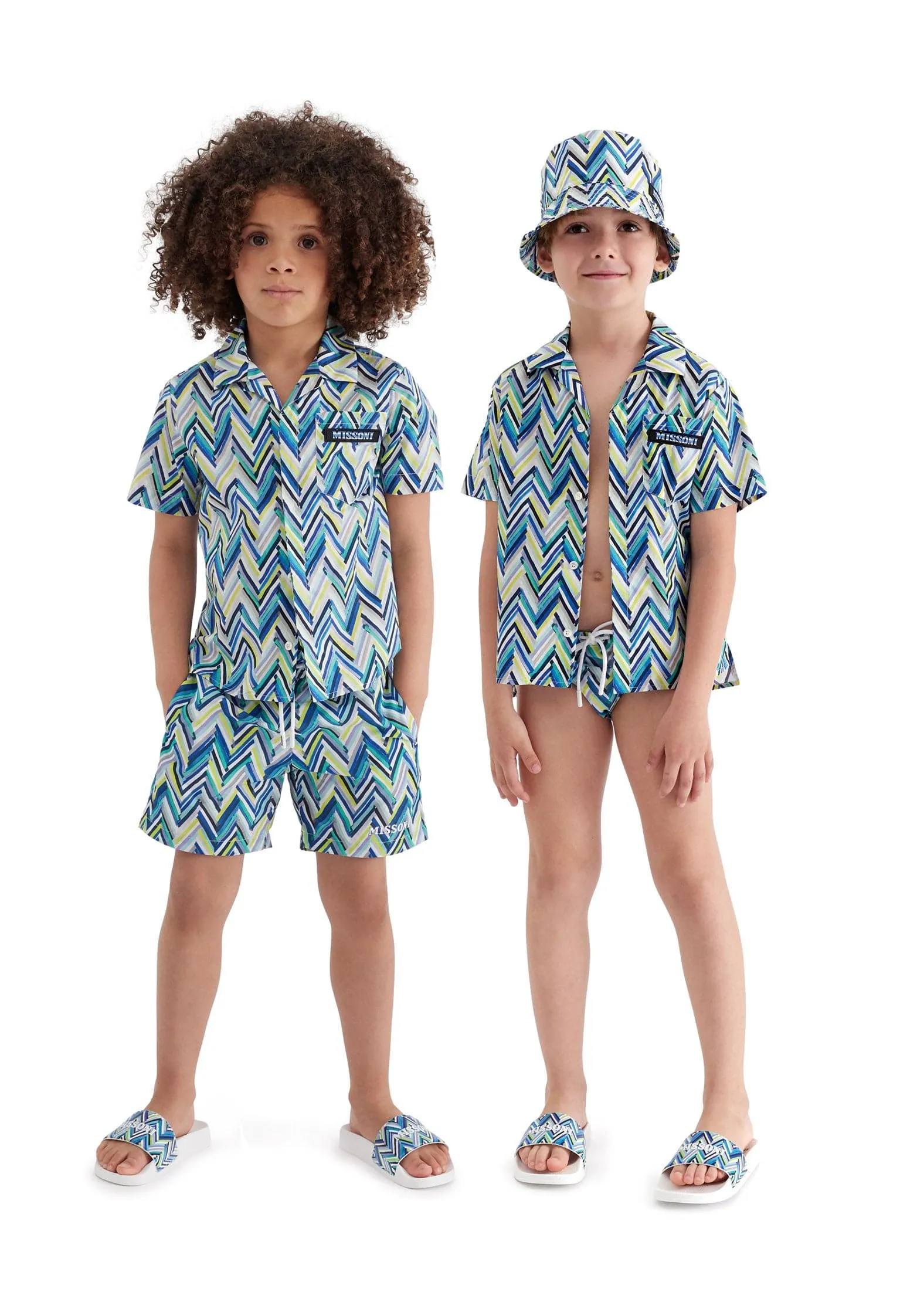 Missoni Kids Zigzag Bucket Hat in Blue