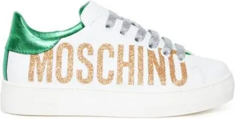 Moschino Kids glittered logo-print sneakers White