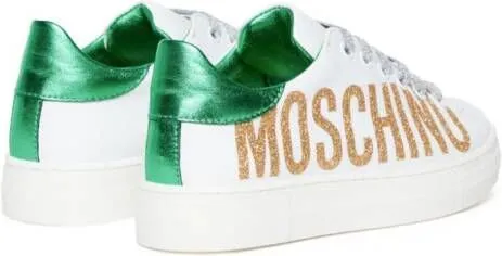 Moschino Kids glittered logo-print sneakers White