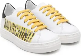 Moschino Kids logo-print lether sneakers White