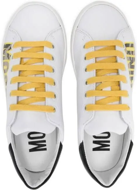 Moschino Kids logo-print lether sneakers White