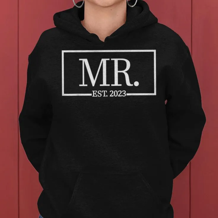 Mr Est 2023 Married Couple Husband Wife Mrs Wedding Mr Women Hoodie