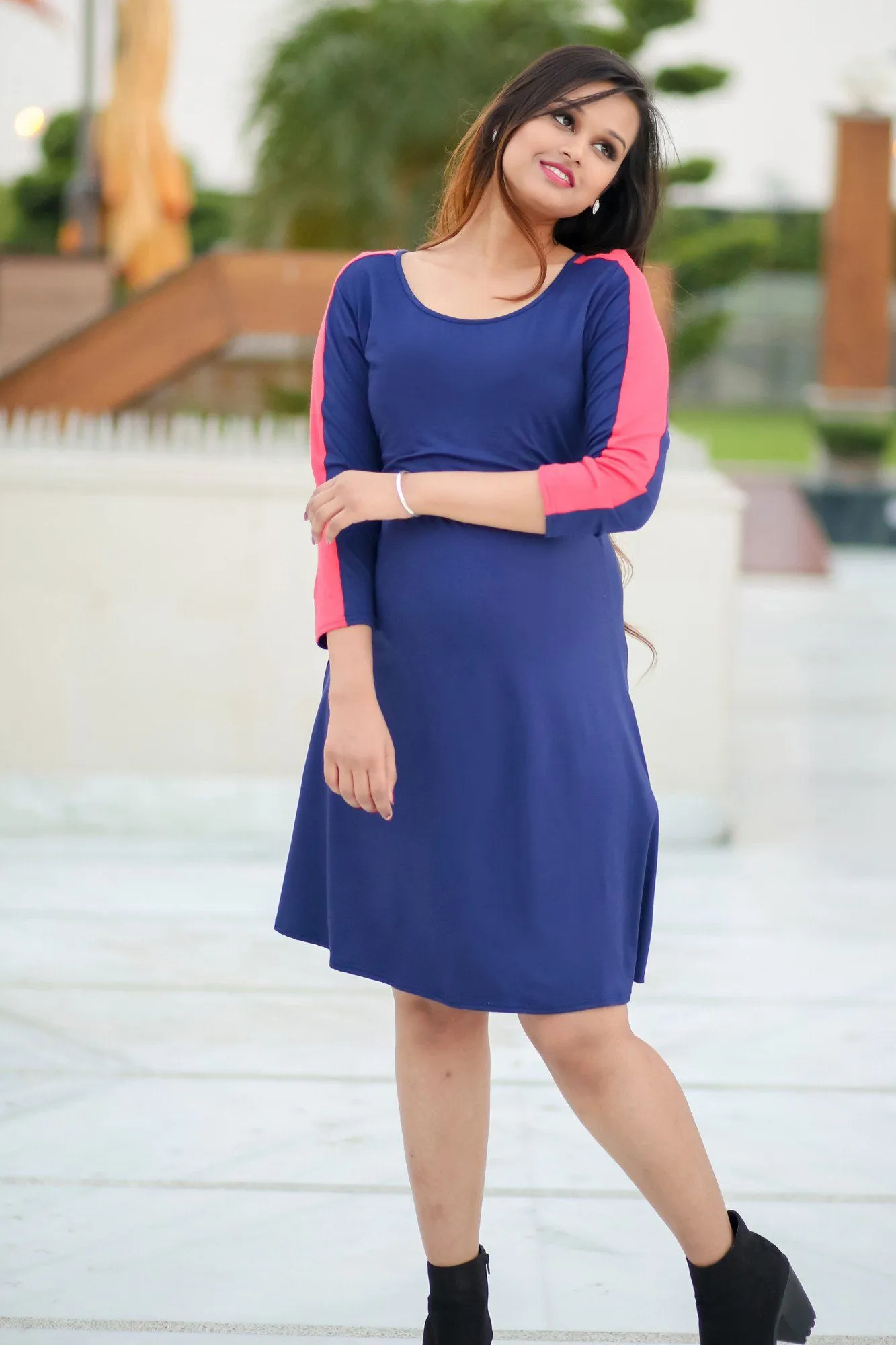 Navy Blue Chic Maternity & Nursing Dress