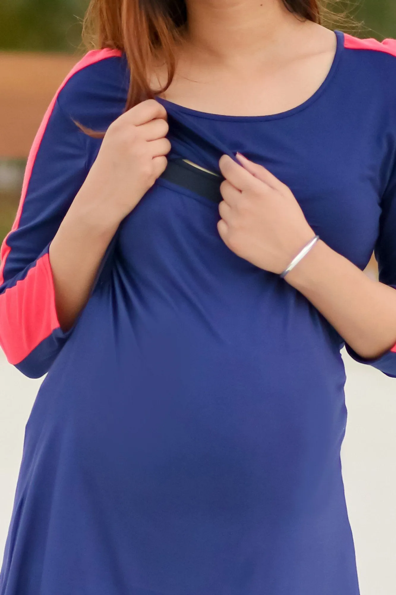 Navy Blue Chic Maternity & Nursing Dress