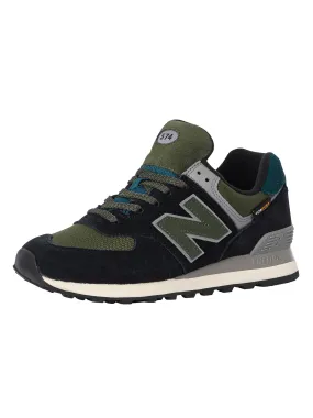 New Balance 574 Suede Trainers - Black/Grey