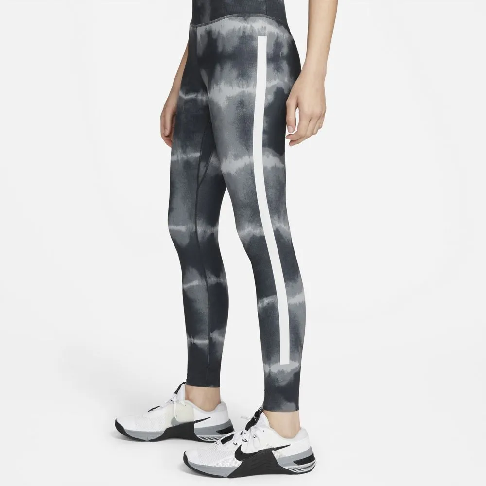 Nike Women's Dri-FIT One Luxe  Mid-Rise Printed Training Leggings Black / White / Clear