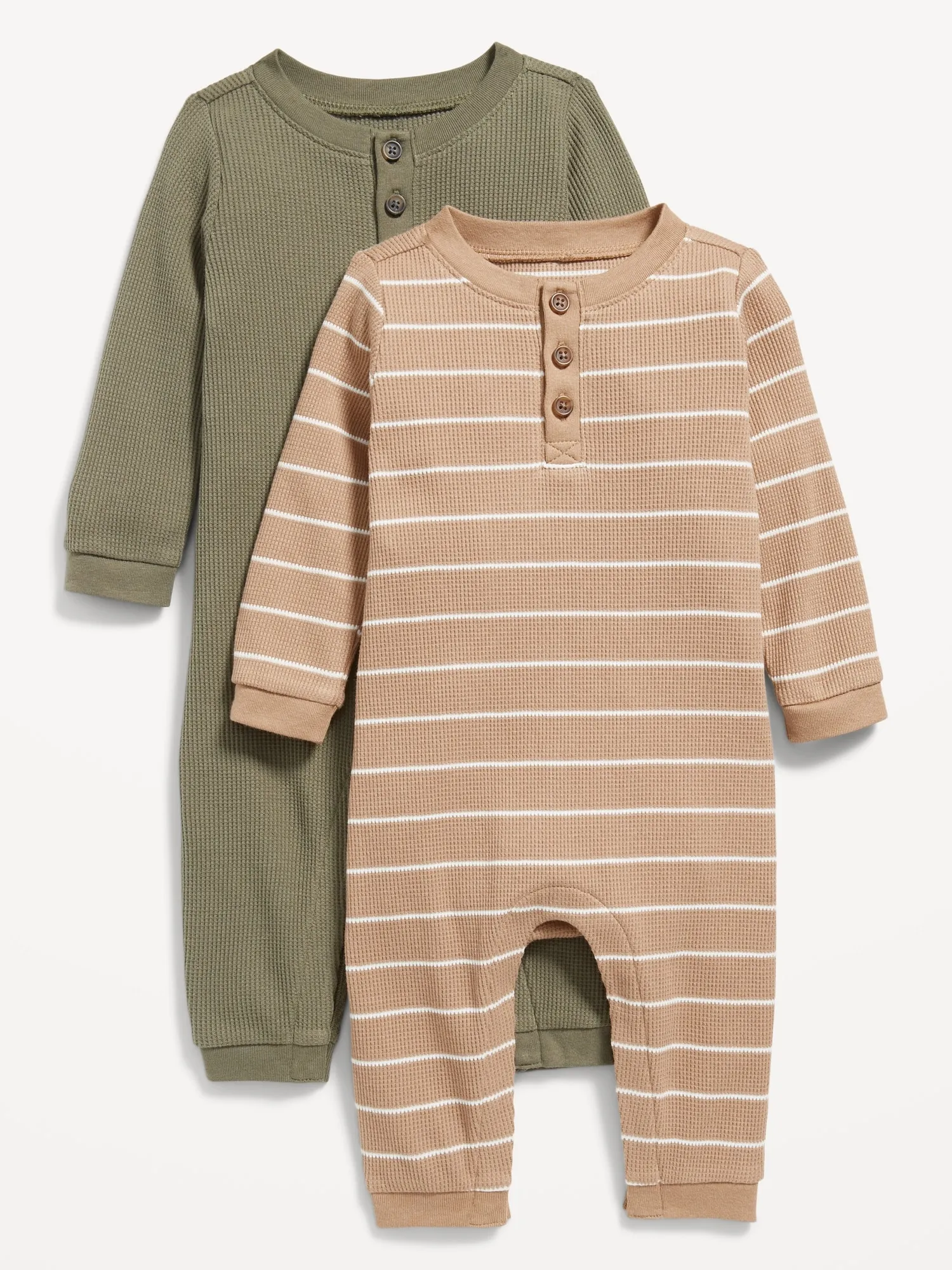 Old Navy Long-Sleeve Thermal-Knit Henley One-Piece 2-Pack for Baby