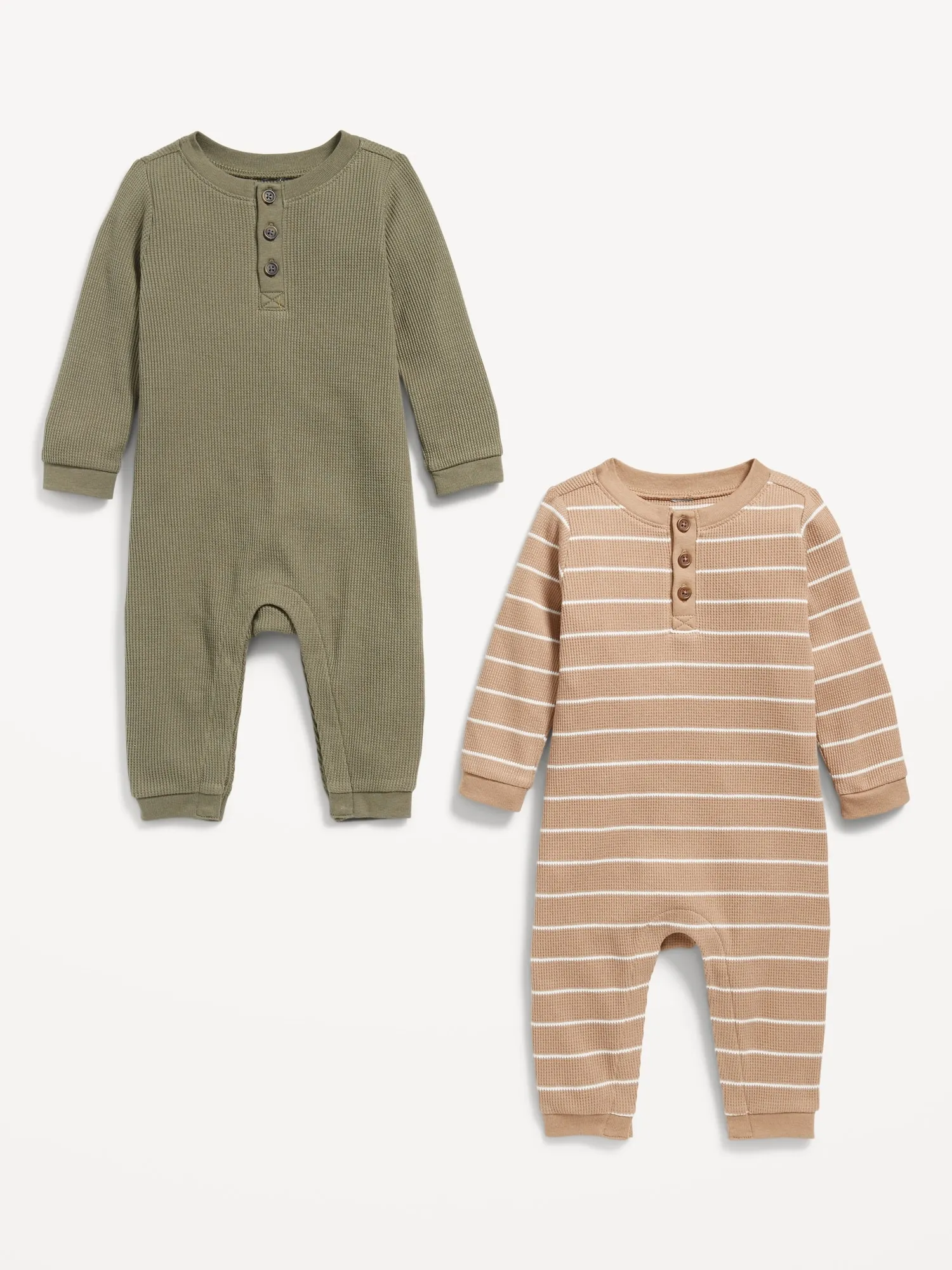 Old Navy Long-Sleeve Thermal-Knit Henley One-Piece 2-Pack for Baby