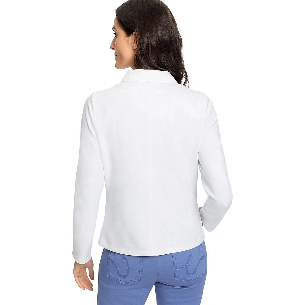 Olsen Slim-Fit Cotton & Linen Mixed-Media Jacket