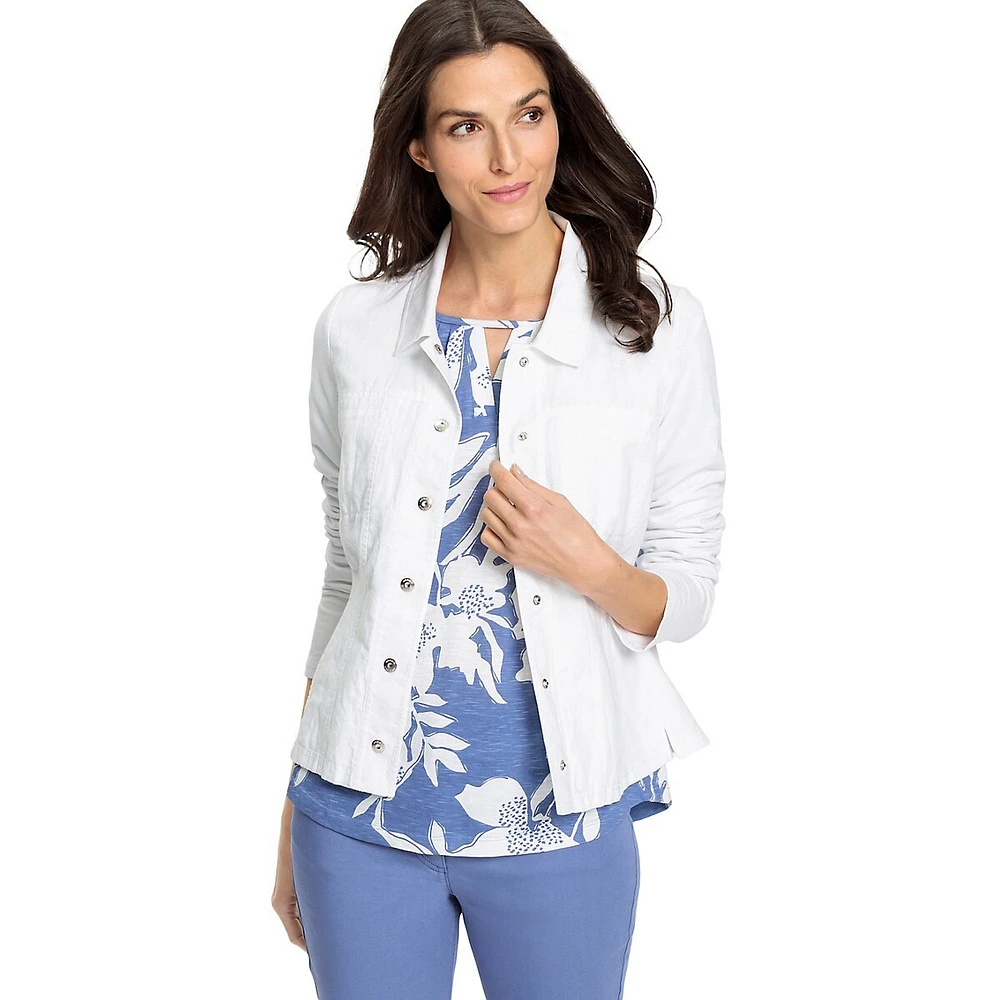 Olsen Slim-Fit Cotton & Linen Mixed-Media Jacket