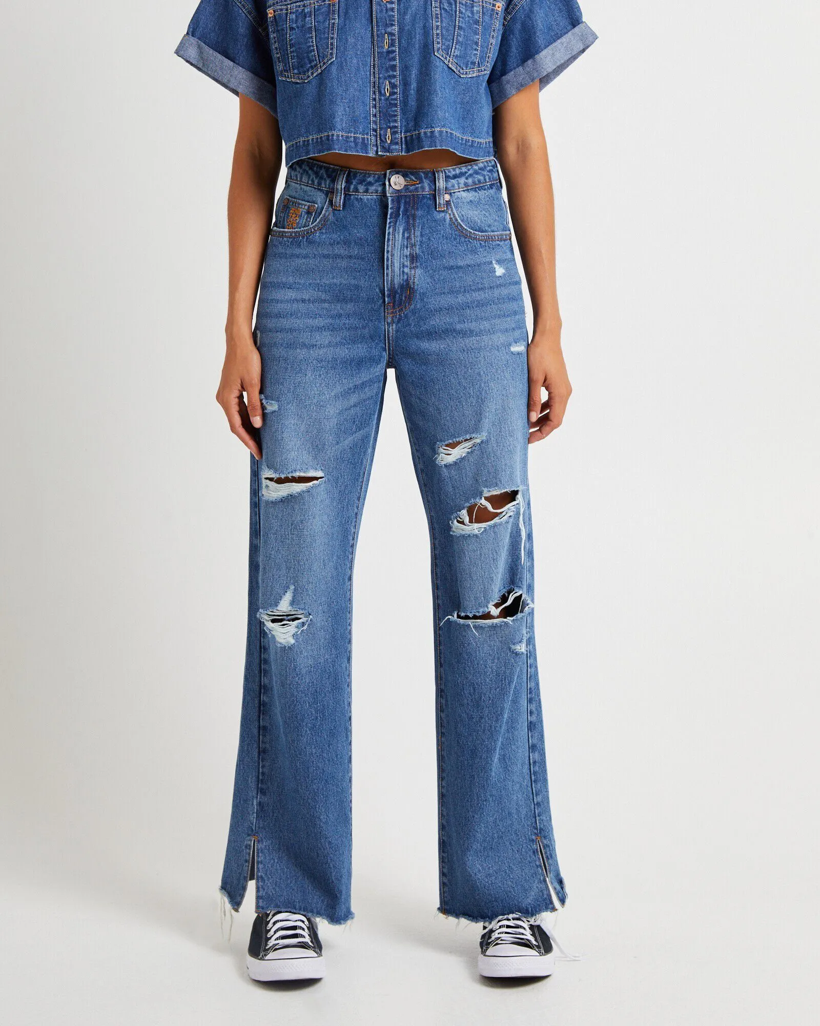 ONETEASPOON True Blue Straight Leg Mid Waist Denim Billie Jeans