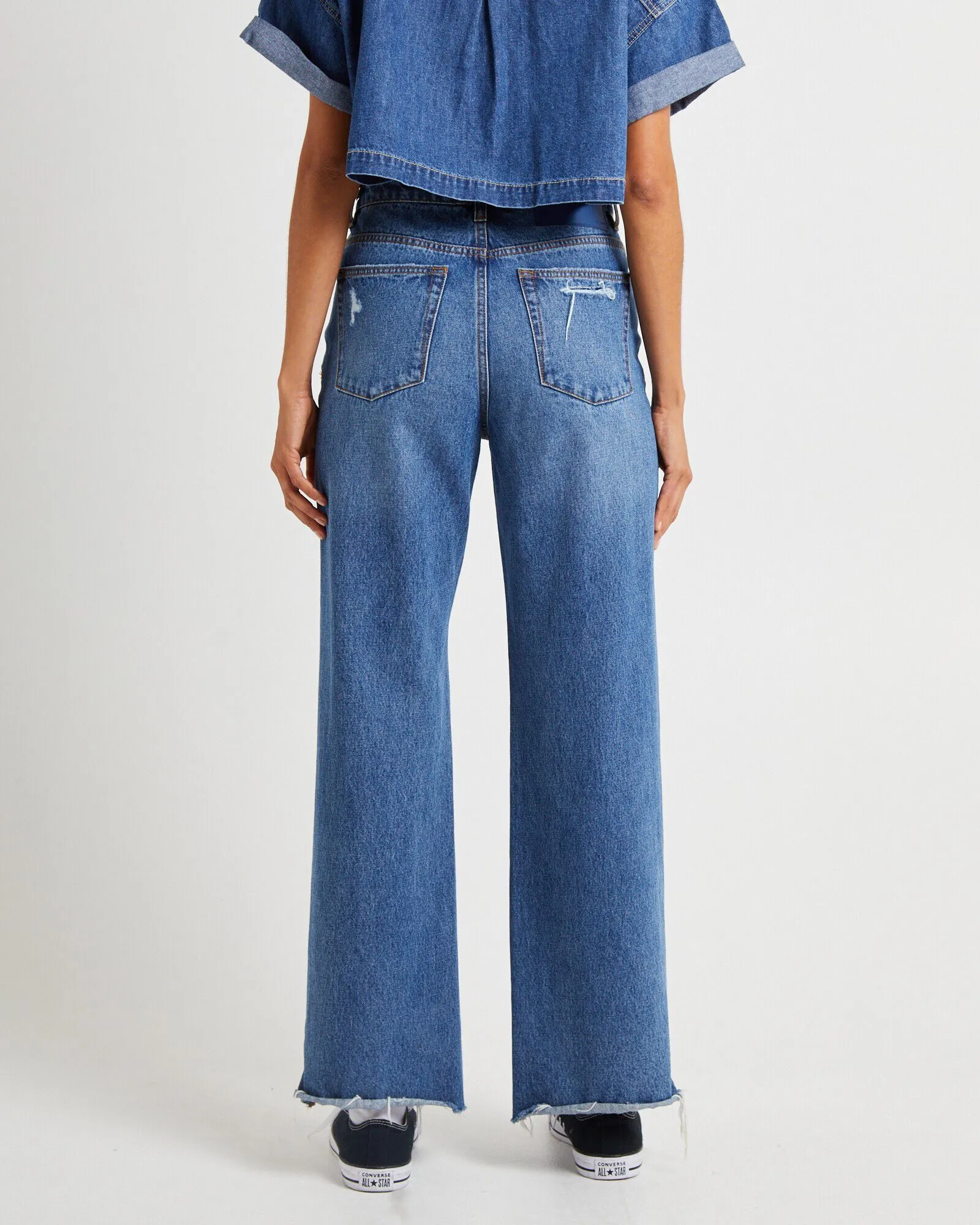 ONETEASPOON True Blue Straight Leg Mid Waist Denim Billie Jeans