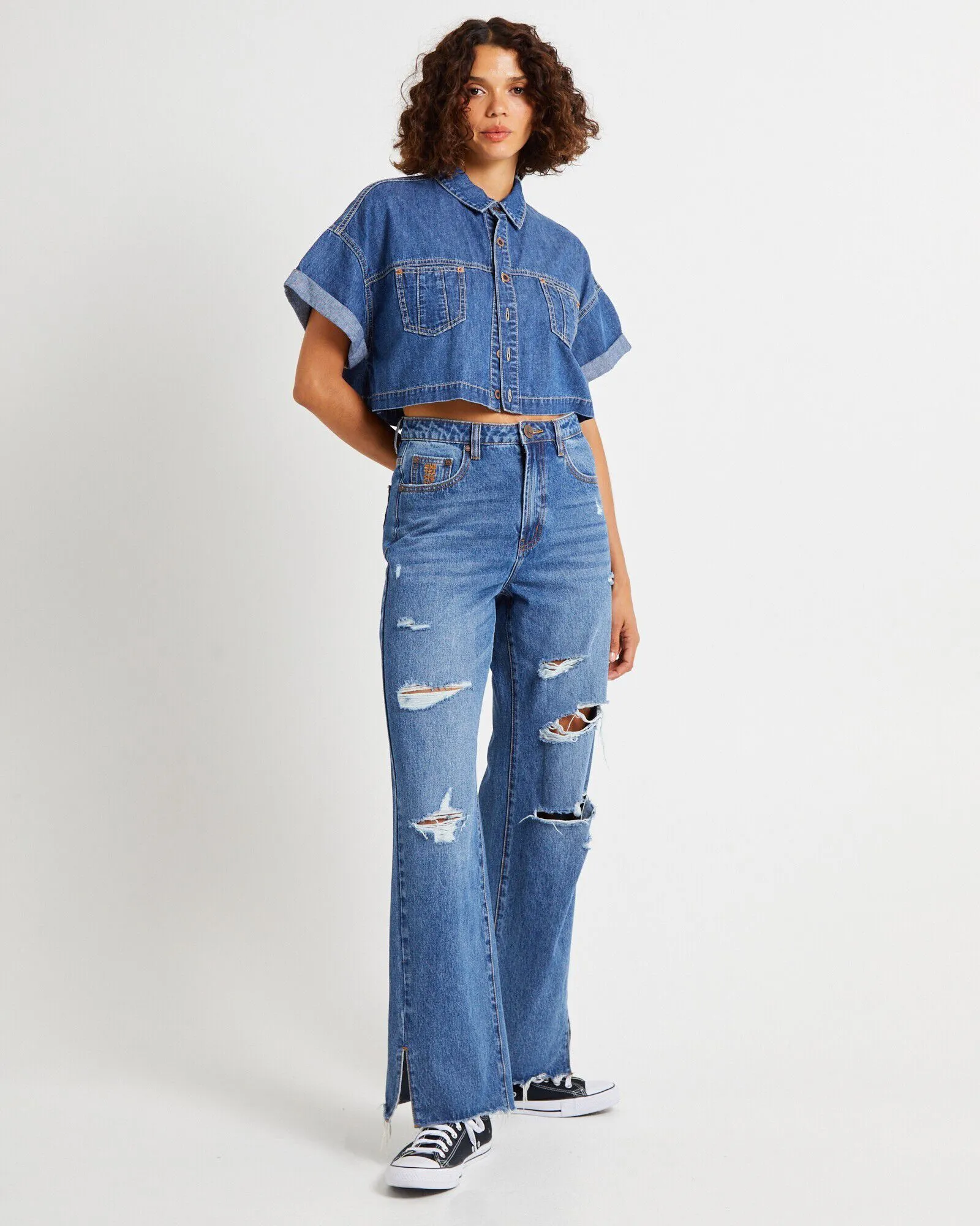 ONETEASPOON True Blue Straight Leg Mid Waist Denim Billie Jeans