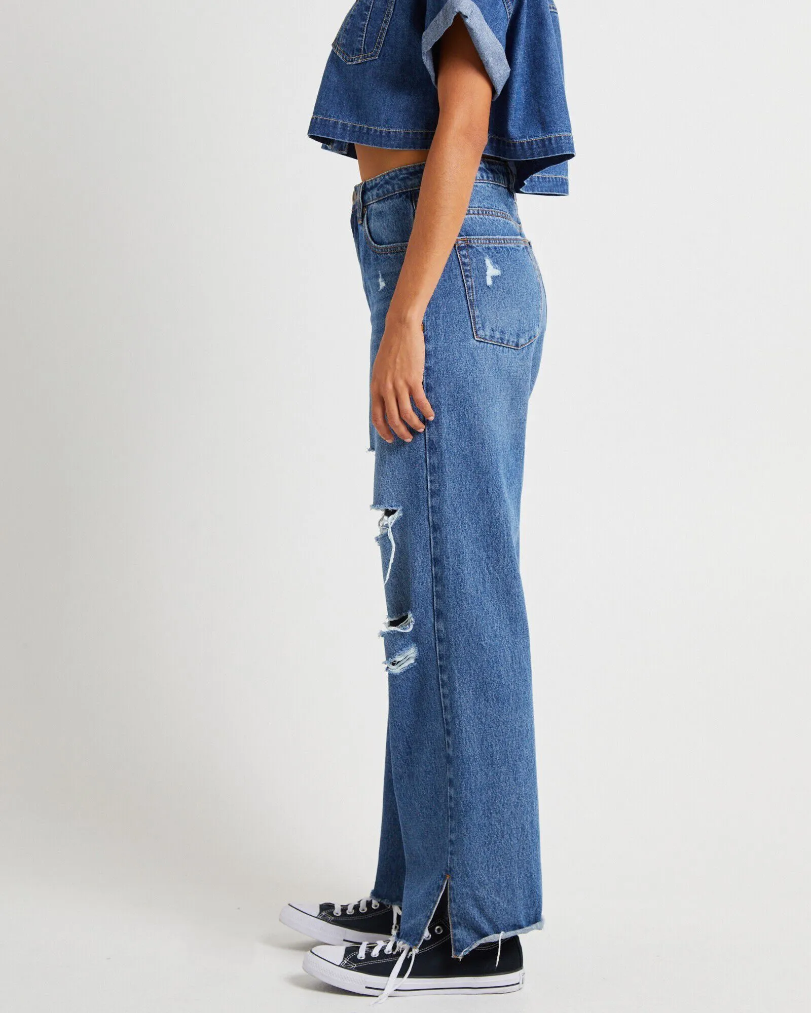 ONETEASPOON True Blue Straight Leg Mid Waist Denim Billie Jeans