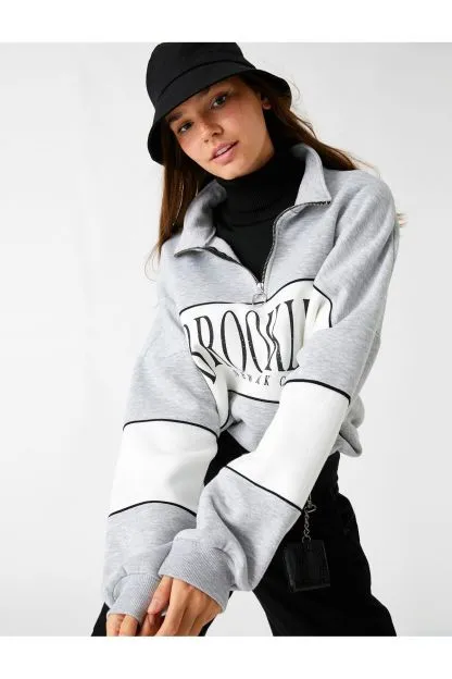 Oversize Sweatshirt High Neck Zipper Fleece Inner