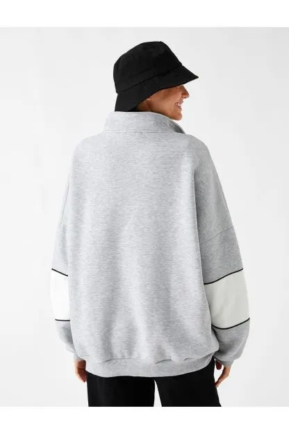 Oversize Sweatshirt High Neck Zipper Fleece Inner