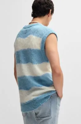 Oversized-fit knit vest with block stripes