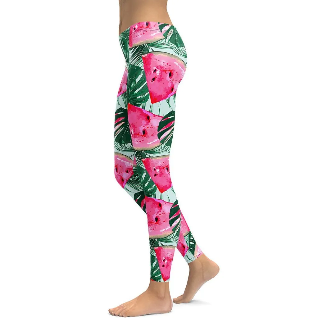 Palm Leaves & Watermelon Leggings