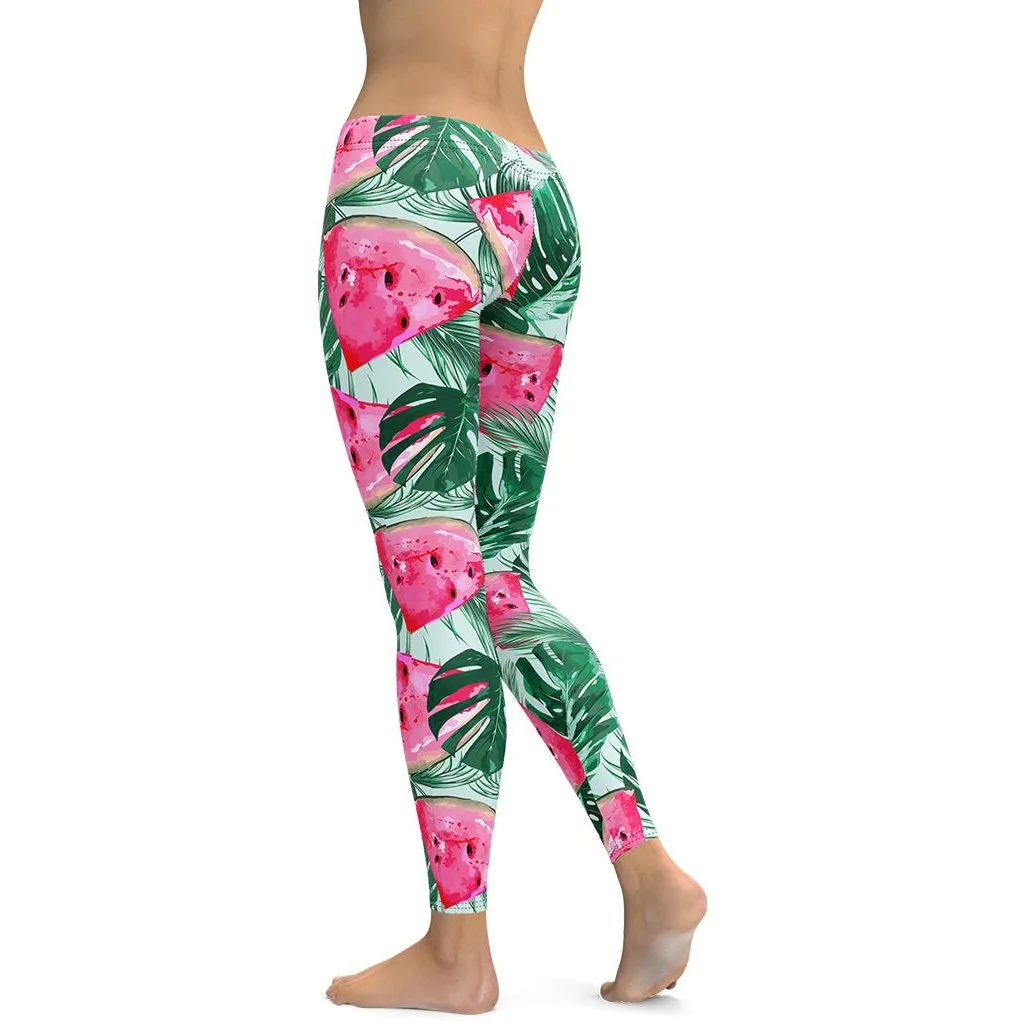 Palm Leaves & Watermelon Leggings