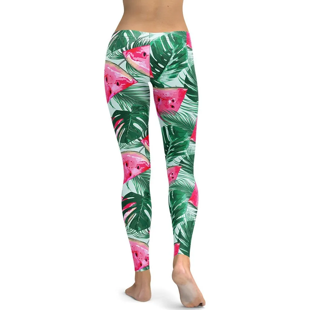 Palm Leaves & Watermelon Leggings